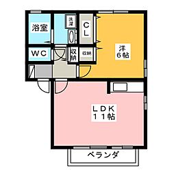 マーシュ2 1LDKの間取図画像