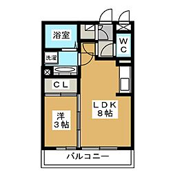 アンフルール 1LDKの間取図画像