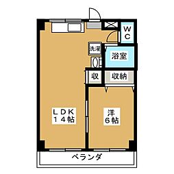 サンヒルズA 1LDKの間取図画像