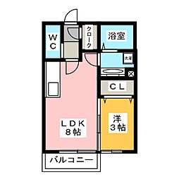 ガーベラ 1LDKの間取図画像