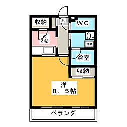 マンションクレアB 1Kの間取図画像