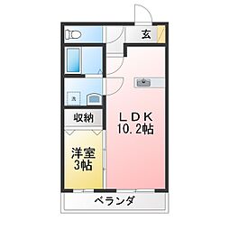 高崎市井野町アパート 1LDKの間取図画像