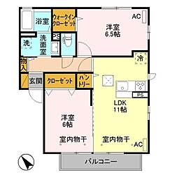 ジヴェルニー 2LDKの間取図画像