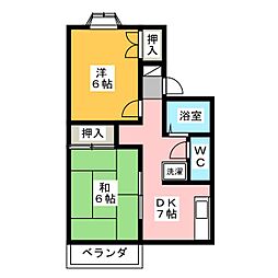 アメニティハイツ笠懸 2DKの間取図画像