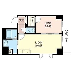 アドミラーブル横濱 1LDKの間取図画像