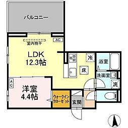 D'Bless横濱岸根公園I 1LDKの間取図画像