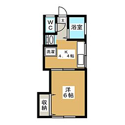 清河ハイツ西棟 1Kの間取図画像
