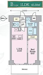 メジリス 新羽 1LDKの間取図画像