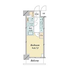 ドゥーエ新横浜 1Kの間取図画像