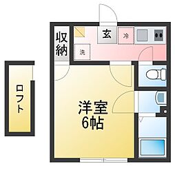 クレッシェレ小机 1Kの間取図画像
