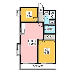 エクセルマンション槙 2LDKの間取図画像