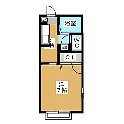 エルム篠原 1Kの間取図画像