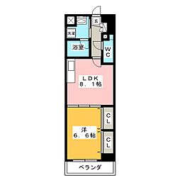 ジーコンフォートウエスト横浜 1DKの間取図画像