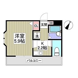 メゾンフェルミエ 1Kの間取図画像