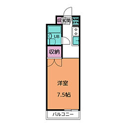 エスポワール 1階ワンルームの間取り