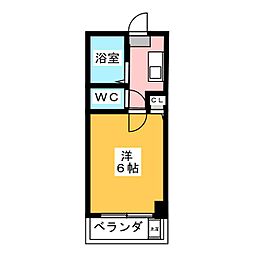千曲ガーデンヒルズ 2階1Kの間取り