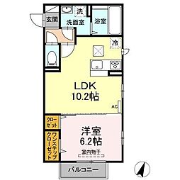 クレール 1階1LDKの間取り