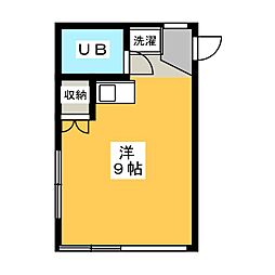 パーシモンハイツ 1階ワンルームの間取り