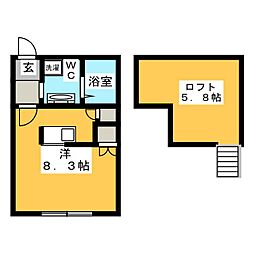 アノンテラス向ヶ丘遊園5 ワンルームの間取図画像