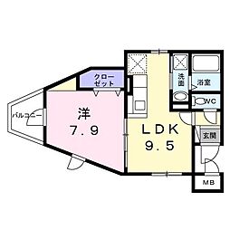 ヴァンベェール27 1LDKの間取図画像