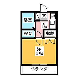 フレンドリーハウス 1Kの間取図画像