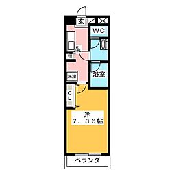 FLUKE登戸 1Kの間取図画像