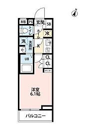 川崎市多摩区登戸マンション 1Kの間取図画像