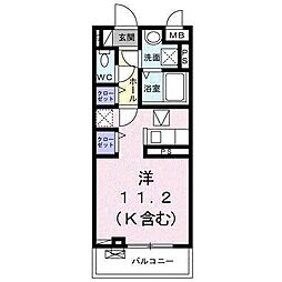 ヴィクトワール 2階ワンルームの間取り