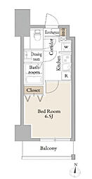 ＬｉｖｅＣａｓａ平塚 6階1Kの間取り