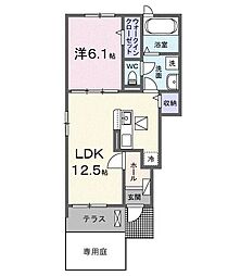 カフア テラス 1LDKの間取図画像