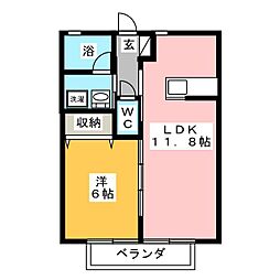 ウエイドフルス 1LDKの間取図画像
