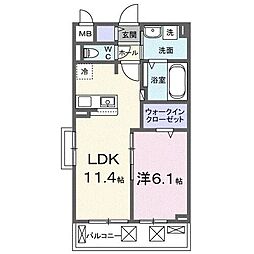 グレース ローズ 1LDKの間取図画像