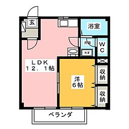 ニューシティーヒルズ 1LDKの間取図画像