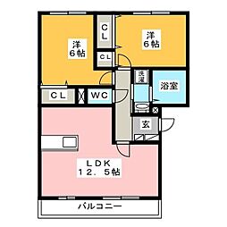 サン・グレイトA 2LDKの間取図画像