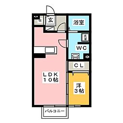 メゾン　ド　コンフォール 2階1LDKの間取り