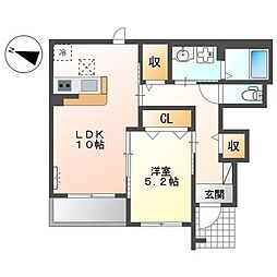 アメニティハイム 1階1LDKの間取り