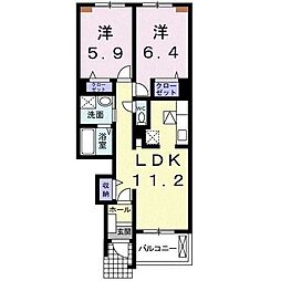 エリーゼ 2LDKの間取図画像