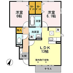 シャルマン・ピース 2LDKの間取図画像