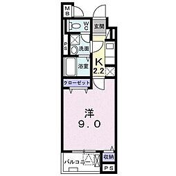 リズミン 1Kの間取図画像