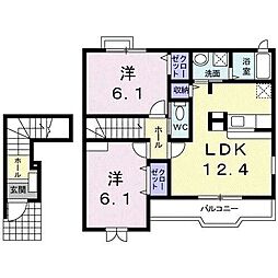 パレ・アルカンシェル1 2LDKの間取図画像