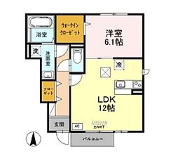 カルムフルール 1LDKの間取図画像
