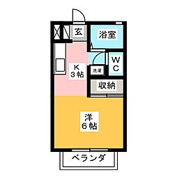 メゾンオクツB 1Kの間取図画像