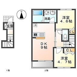 エスポワール 2DKの間取図画像