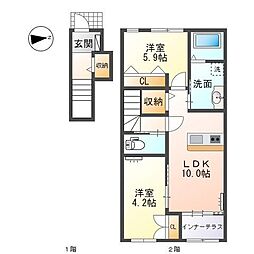 フェリーチェ 2LDKの間取図画像