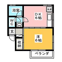 田島コーポ 1DKの間取図画像