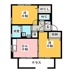 ファミールMA 2DKの間取図画像