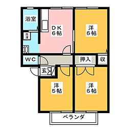 メゾンパークサイド 3DKの間取図画像