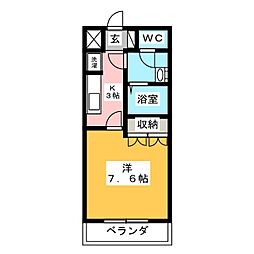 ボン・フルーレ 1Kの間取図画像