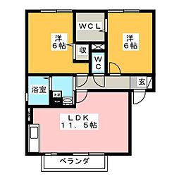 ハートワード 2LDKの間取図画像