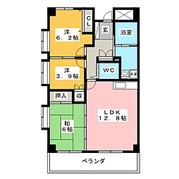 フラワーヒル小田原 3LDKの間取図画像